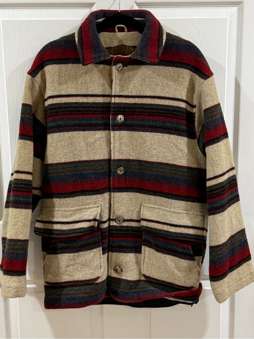 Vintage Woolrich Southwestern Wool Blanket Coat Jacket Men’s Small USA Made - Picture 2 of 9